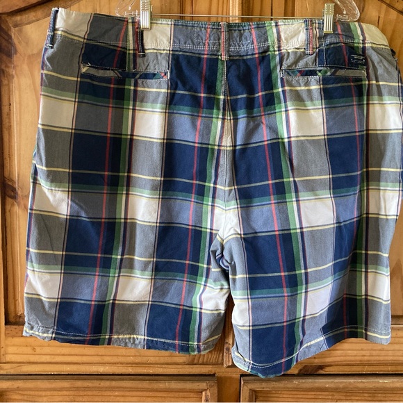 Men’s American Eagle Classic blue green red plaid chino Bermuda shorts size 48 - Picture 4 of 8
